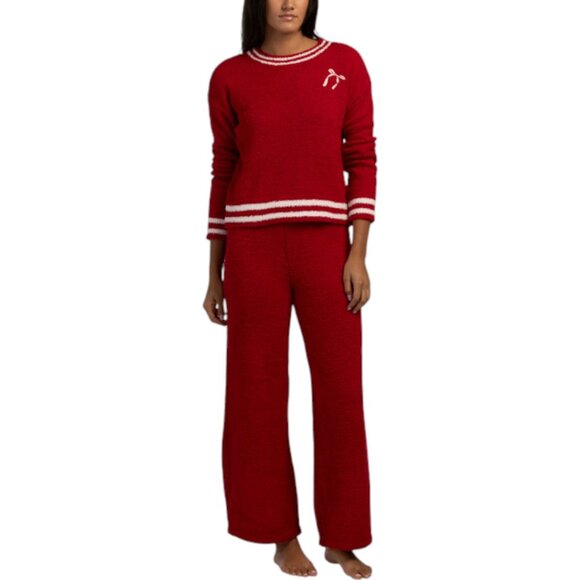 CUPCAKES & CASHMERE 2pc Crew Neck Pull Over Bow Embroidered Top And Wide Leg Pan - Picture 1 of 3